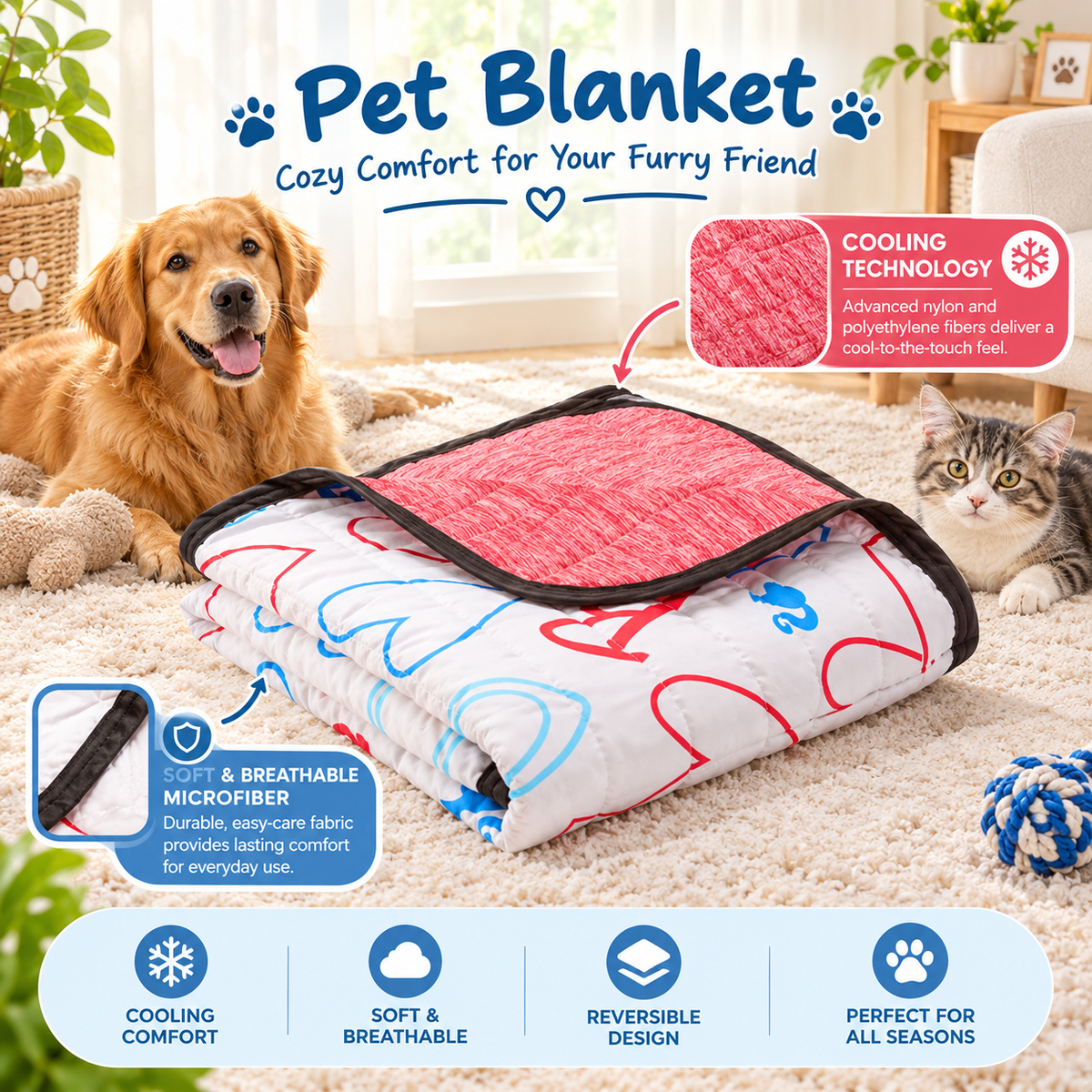 Cooling Pet Throw Blanket